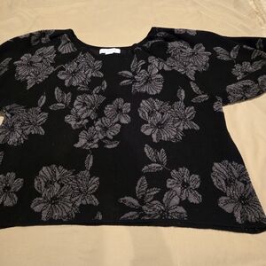 Floral Black and Gray Top